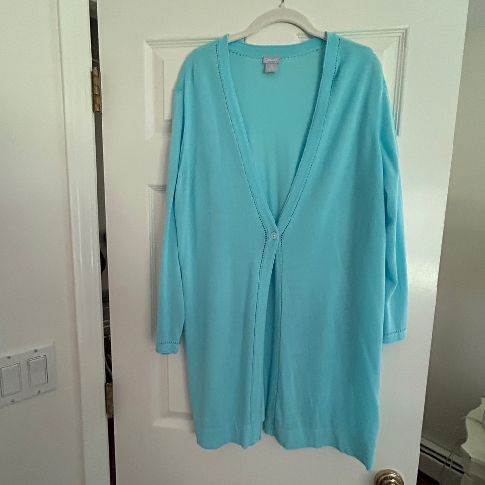 Chico’s Summer romance topper, clear aqua